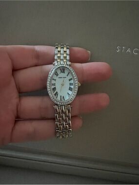 Anne Klein Two-Tone Crystal Oval Bracelet Watch - Gold & Silver